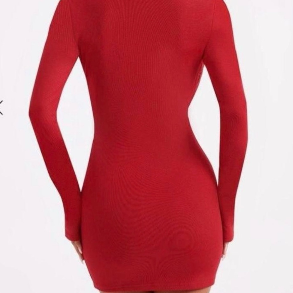 Babyboo Elegant Red Draped Women's Dress - Picture 2 of 5